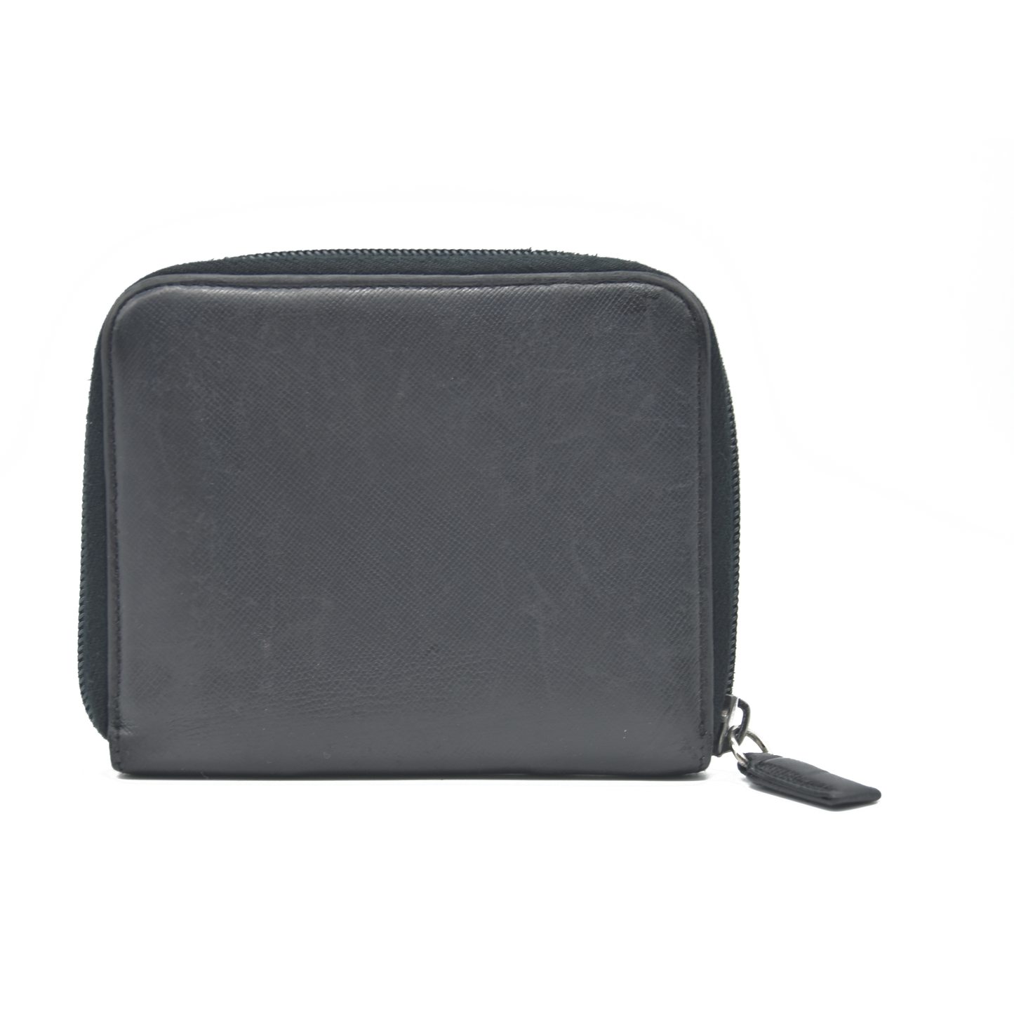 $725 Prada Logo Plaque Saffiano Wallet Black
