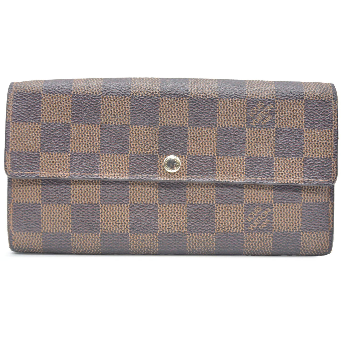 Louis Vuitton Damier Porte Feuille Sarah Long Bifold Wallet Brown CA1110