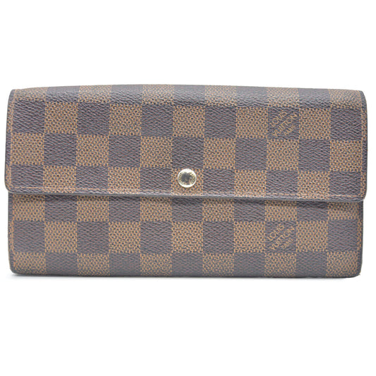 Louis Vuitton Damier Porte Feuille Sarah Long Bifold Wallet Brown CA1110
