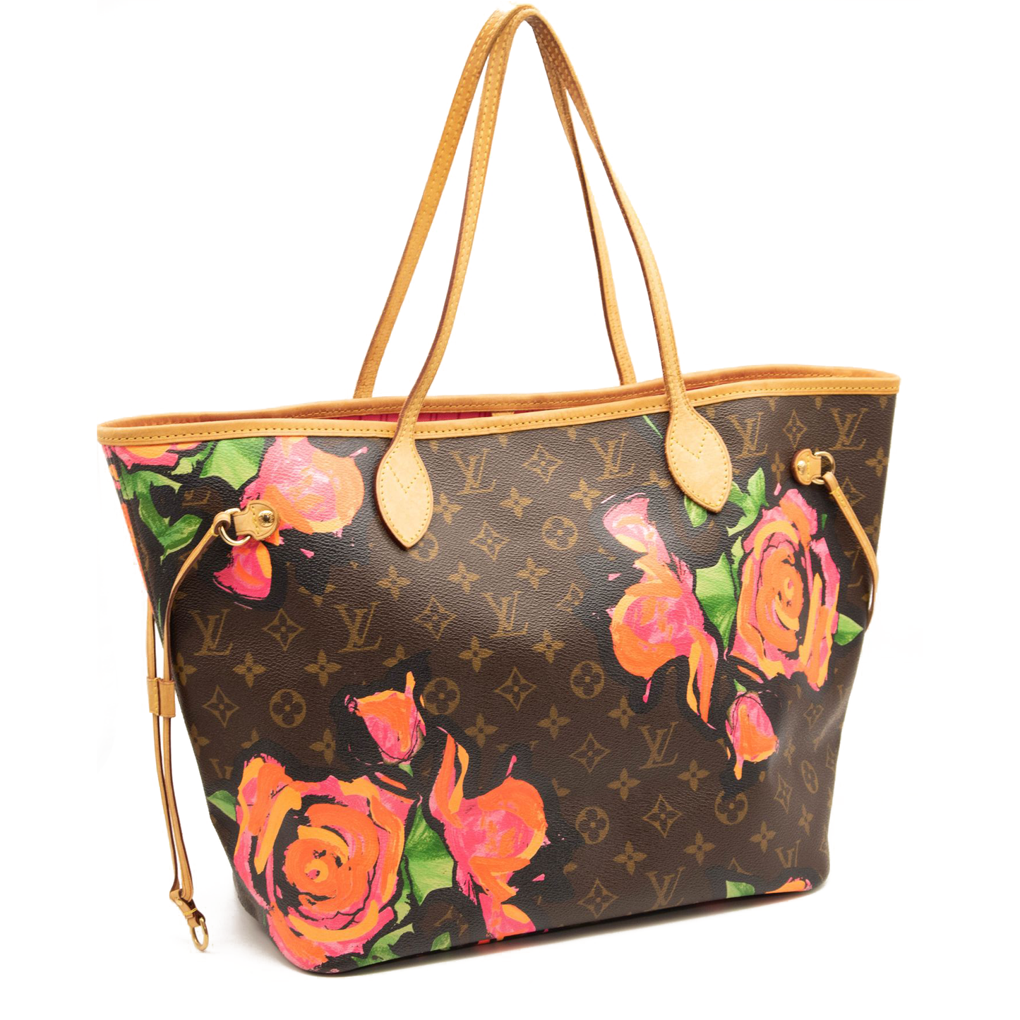 VI0079 Louis Vuitton Monogram Roses Neverfull MM Tote