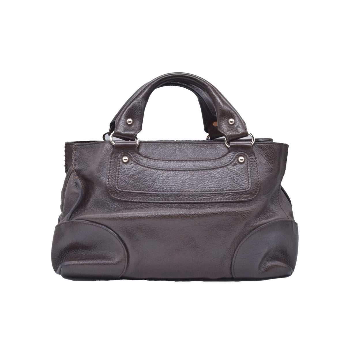 $1250 CELINE Metallic Leather Boogie Tote Bag Silver CONSIGNMENT 10021355