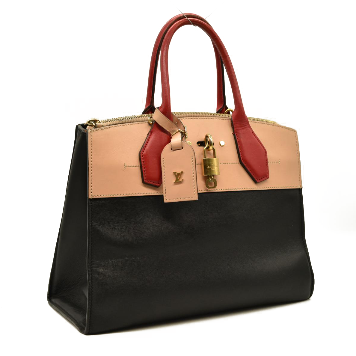 LOUIS VUITTON City Steamer MM City Steamer Handbag Noir Beige Red DU0156