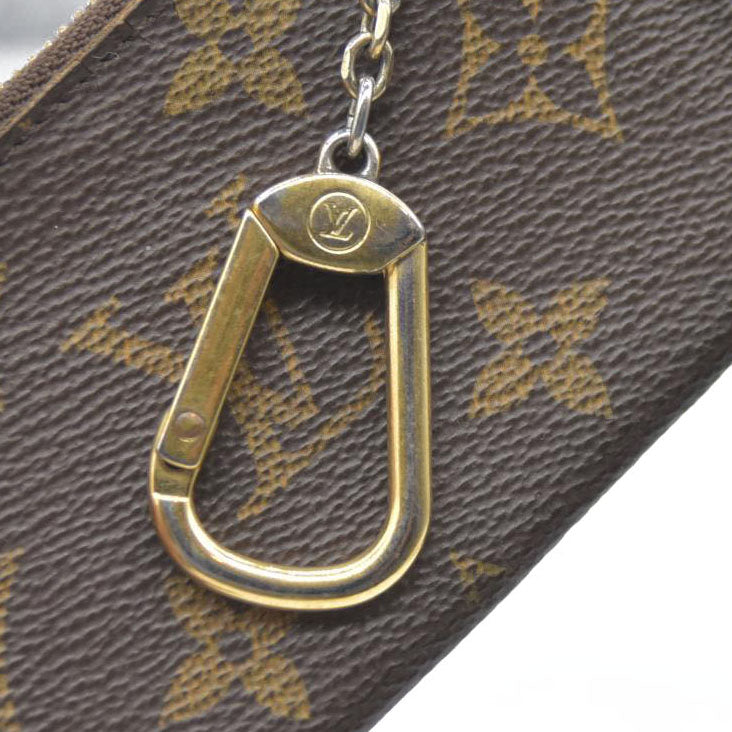 AUCTION $345 Louis Vuitton Monogram Pochette Cles Wallet Coin Purse Brown CT4047