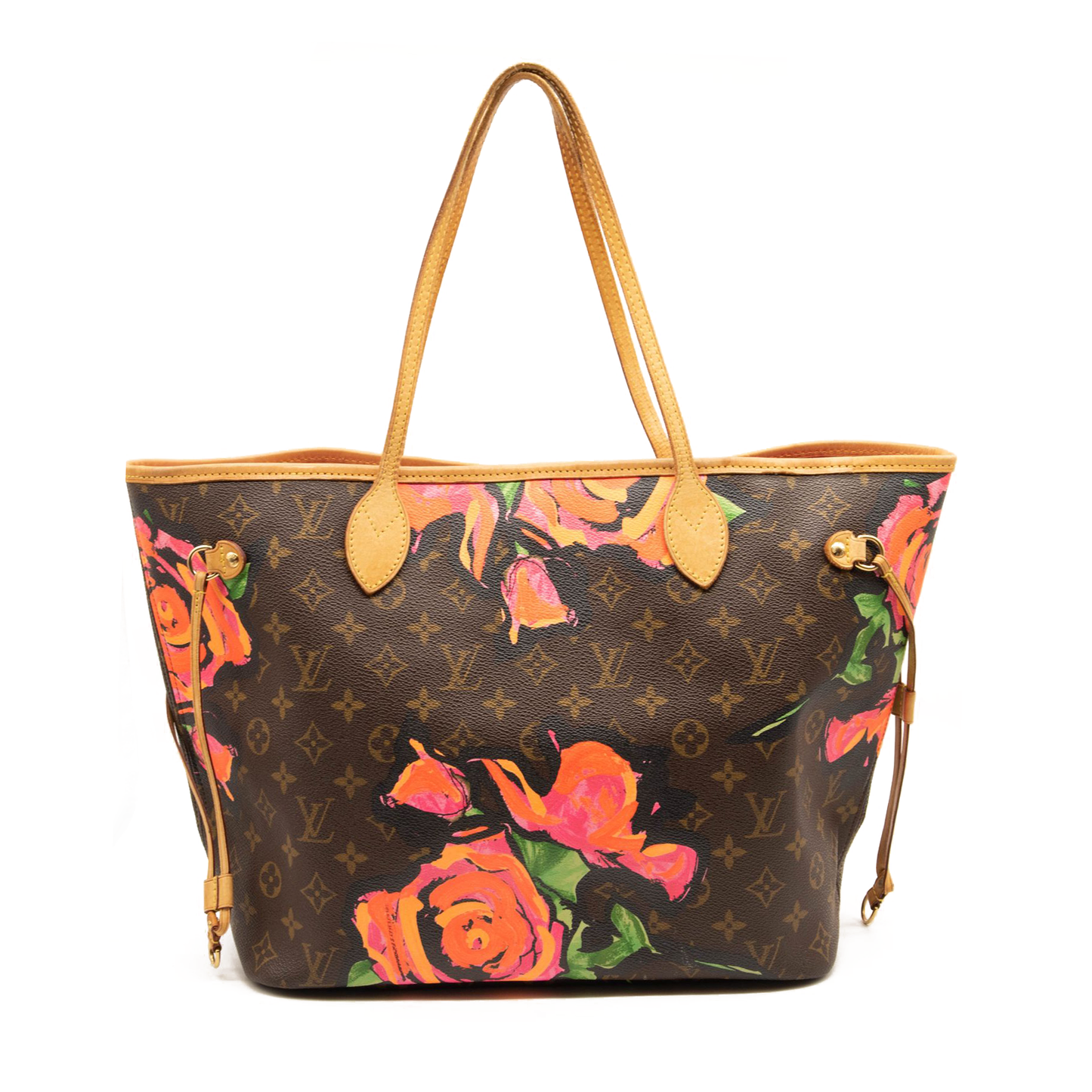 VI0079 Louis Vuitton Monogram Roses Neverfull MM Tote