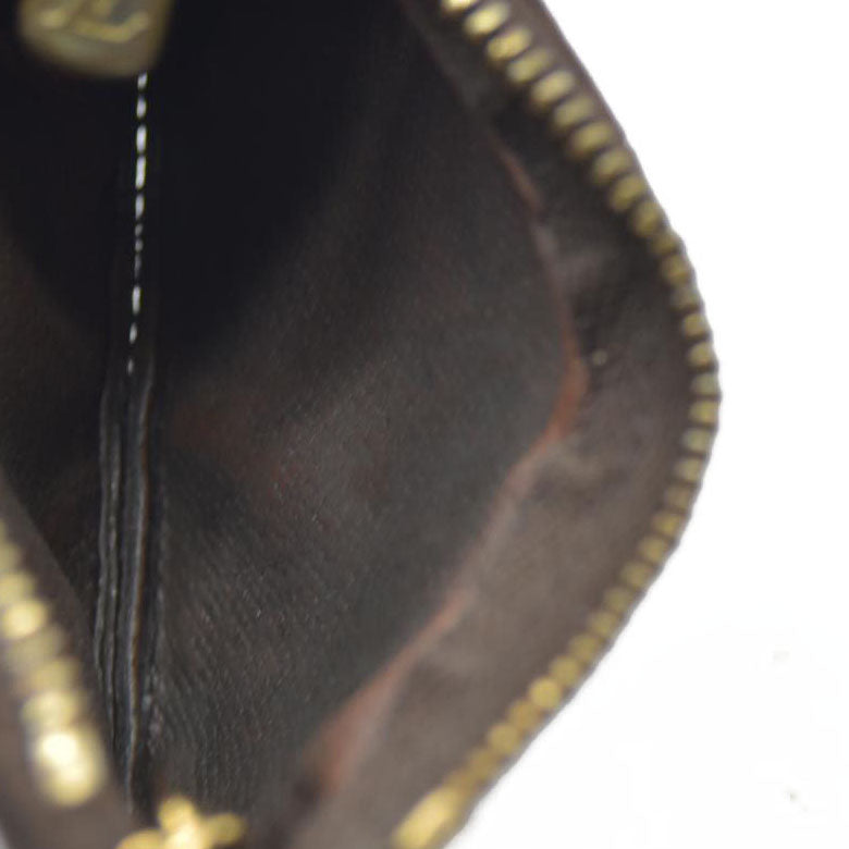 AUCTION $345 Louis Vuitton Monogram Pochette Cles Wallet Coin Purse Brown CT4047