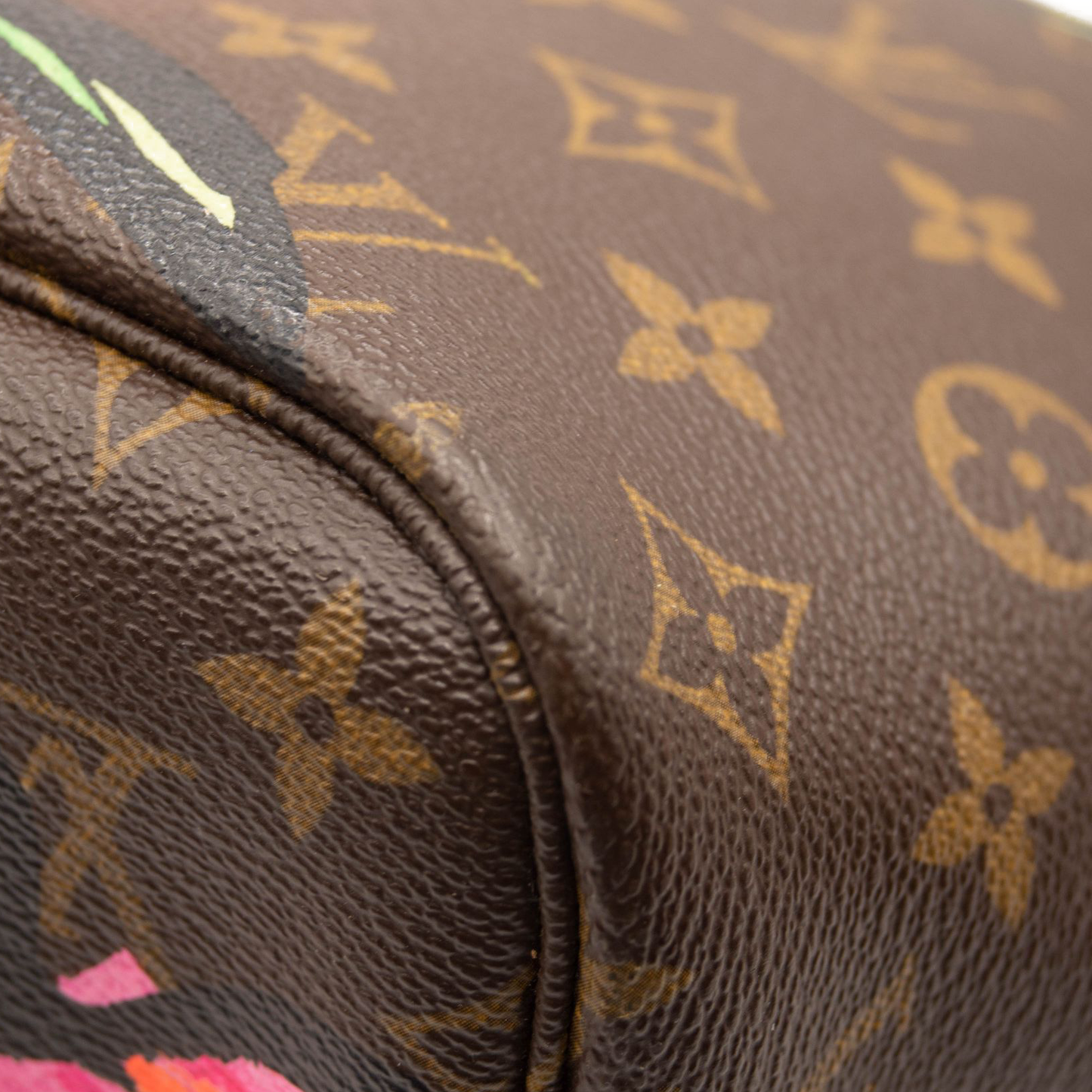 VI0079 Louis Vuitton Monogram Roses Neverfull MM Tote