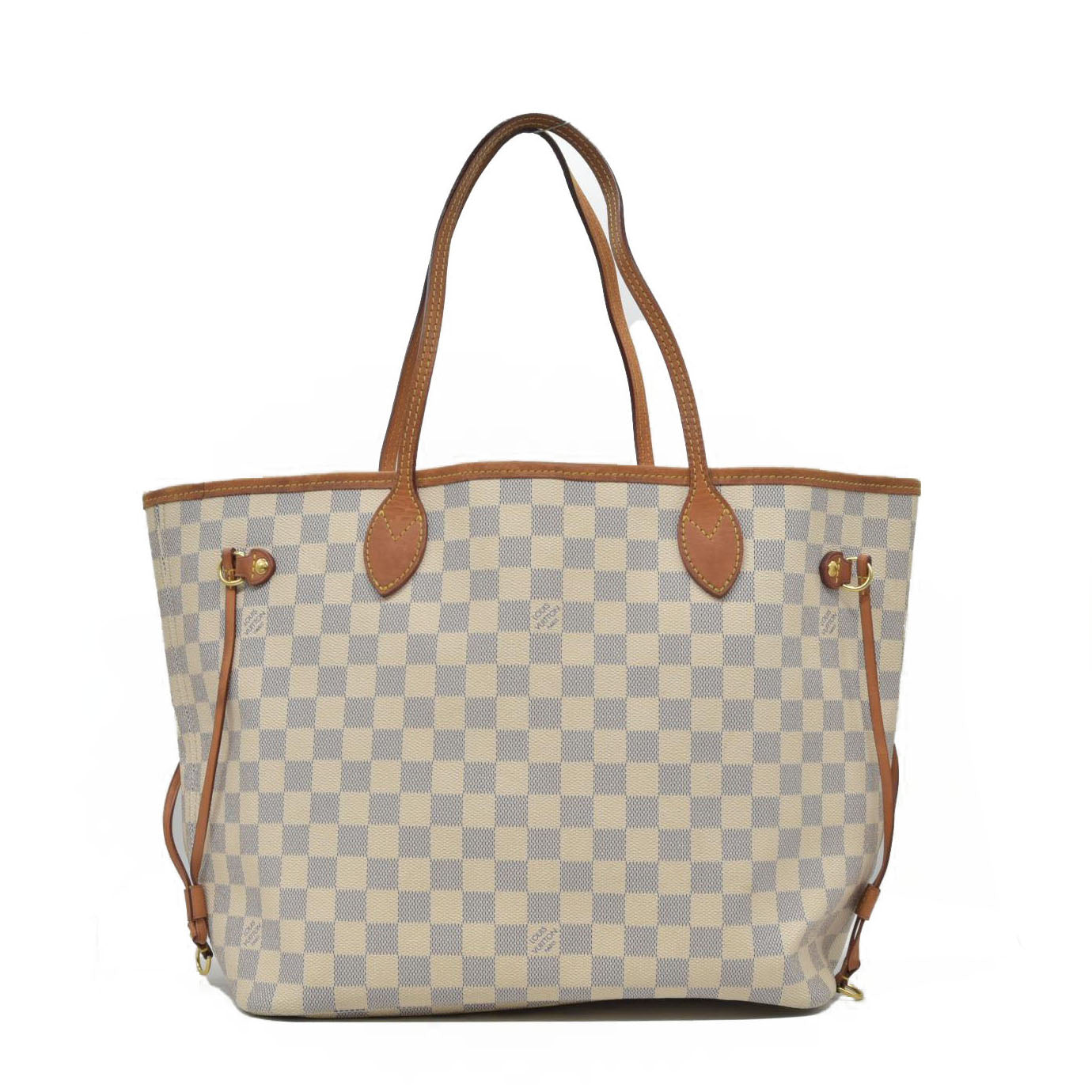 $2170 Louis Vuitton Damier Azur Neverfull MM Rose Ballerine AR4103
