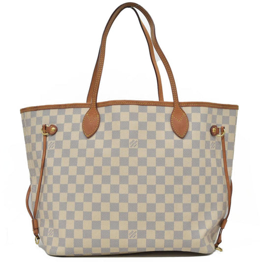 $2170 2013 Louis Vuitton Damier Azur Neverfull MM Rose Ballerine AR4103