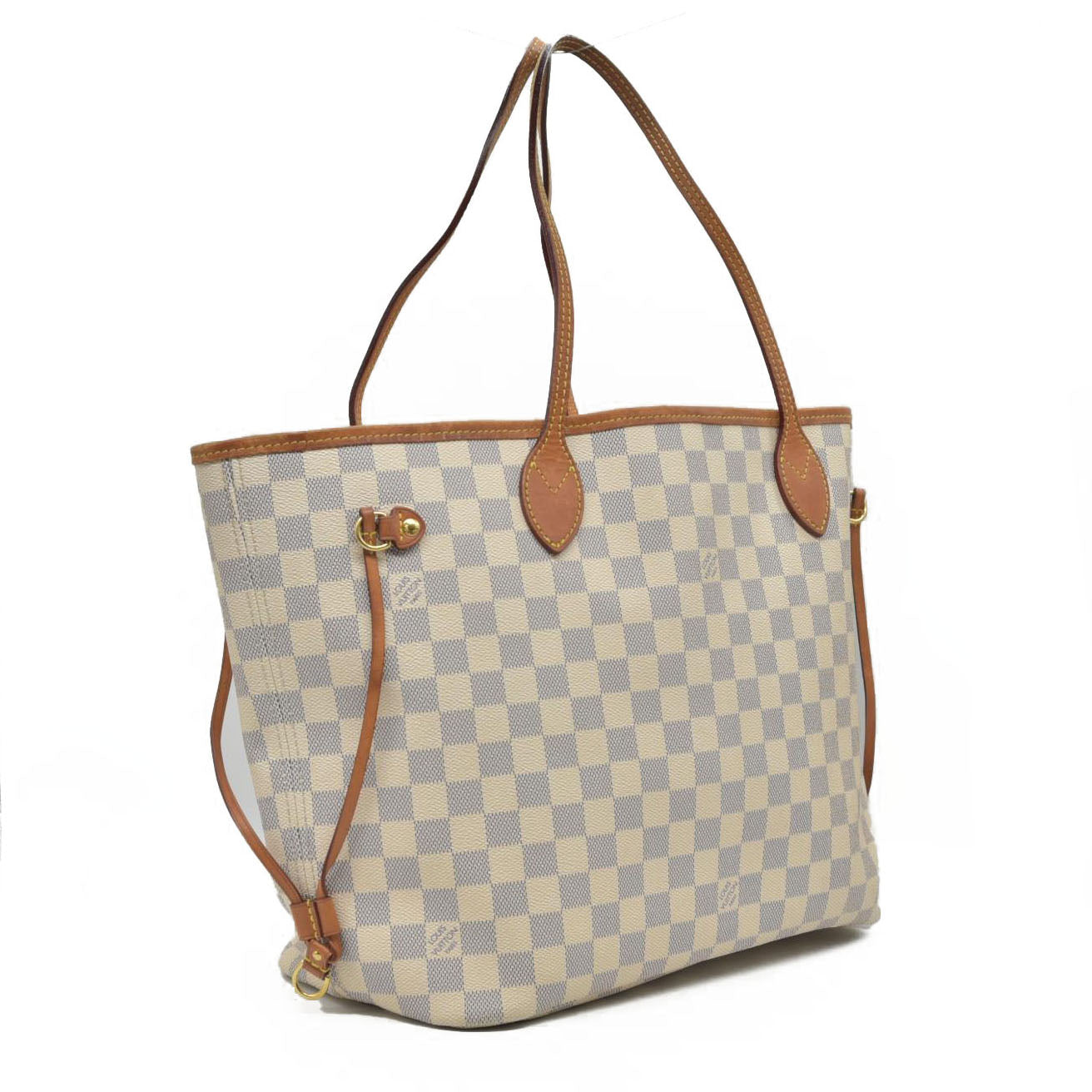 $2170 Louis Vuitton Damier Azur Neverfull MM Rose Ballerine AR4103