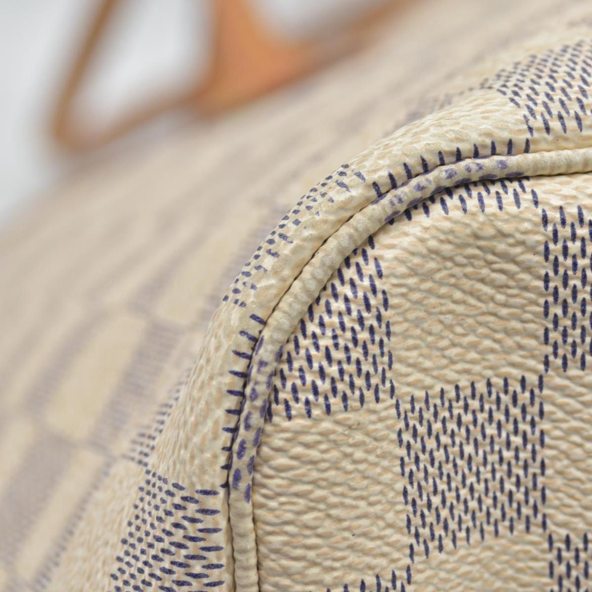$2170 Louis Vuitton Damier Azur Neverfull MM Rose Ballerine AR4103