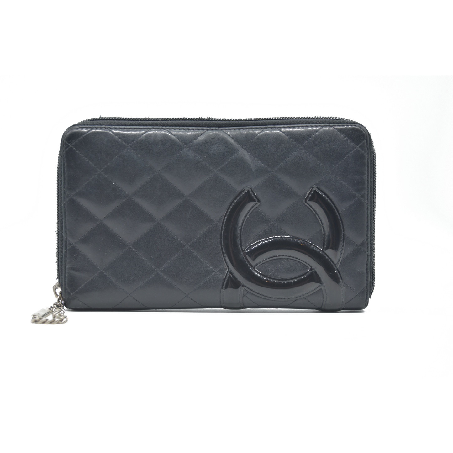 $1100 Chanel Calfskin Cambon Zip Around Organizer Wallet Black Used