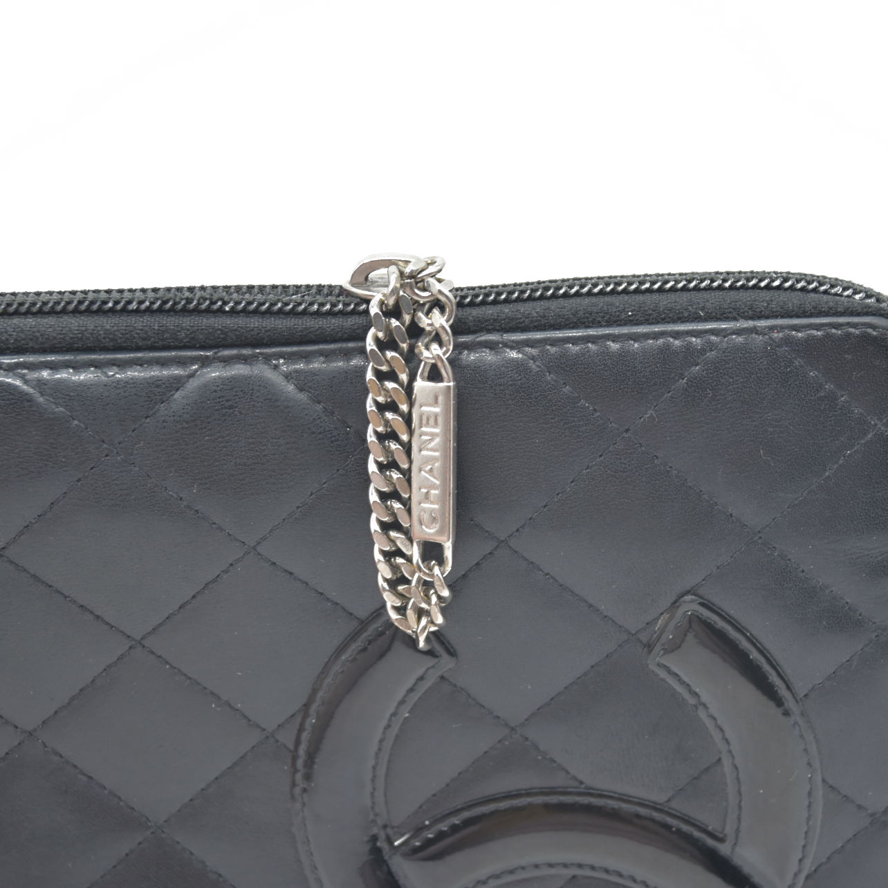 $1100 Chanel Calfskin Cambon Zip Around Organizer Wallet Black Used