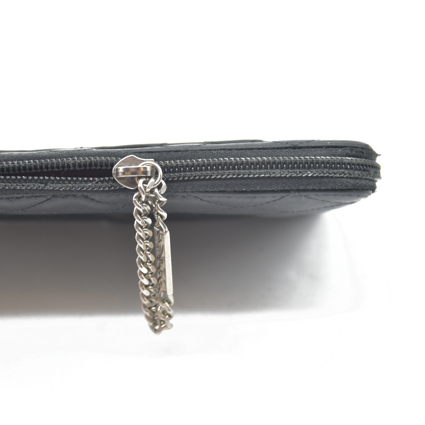 $1100 Chanel Calfskin Cambon Zip Around Organizer Wallet Black Used