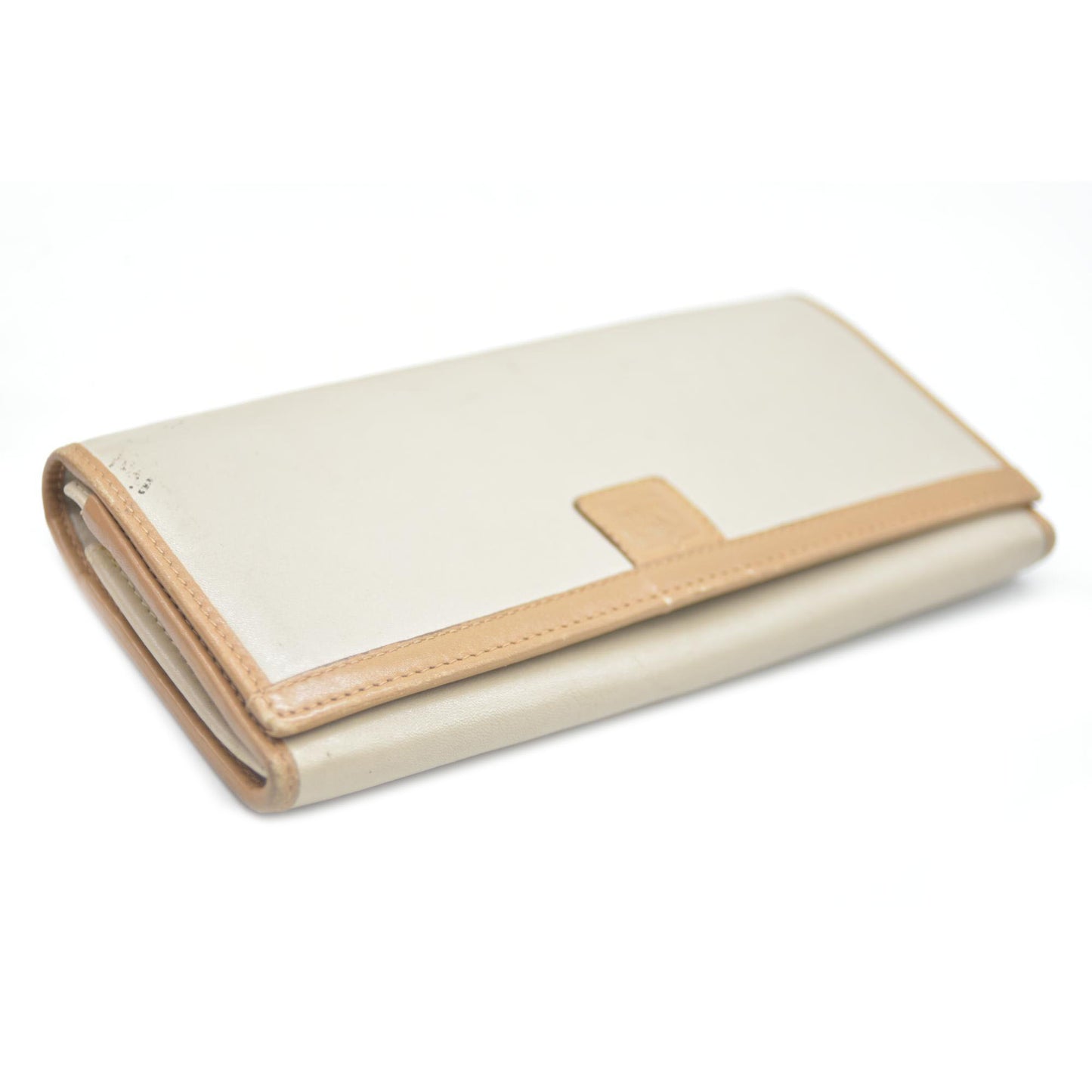 CELINE Macadam Leather Long Bifold Wallet Beige