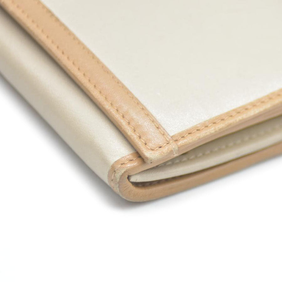 CELINE Macadam Leather Long Bifold Wallet Beige