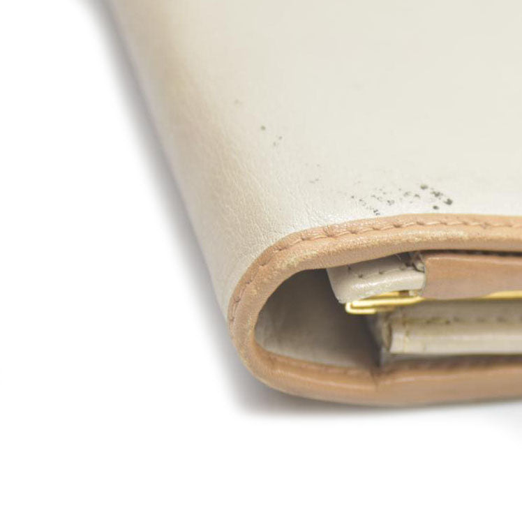 CELINE Macadam Leather Long Bifold Wallet Beige