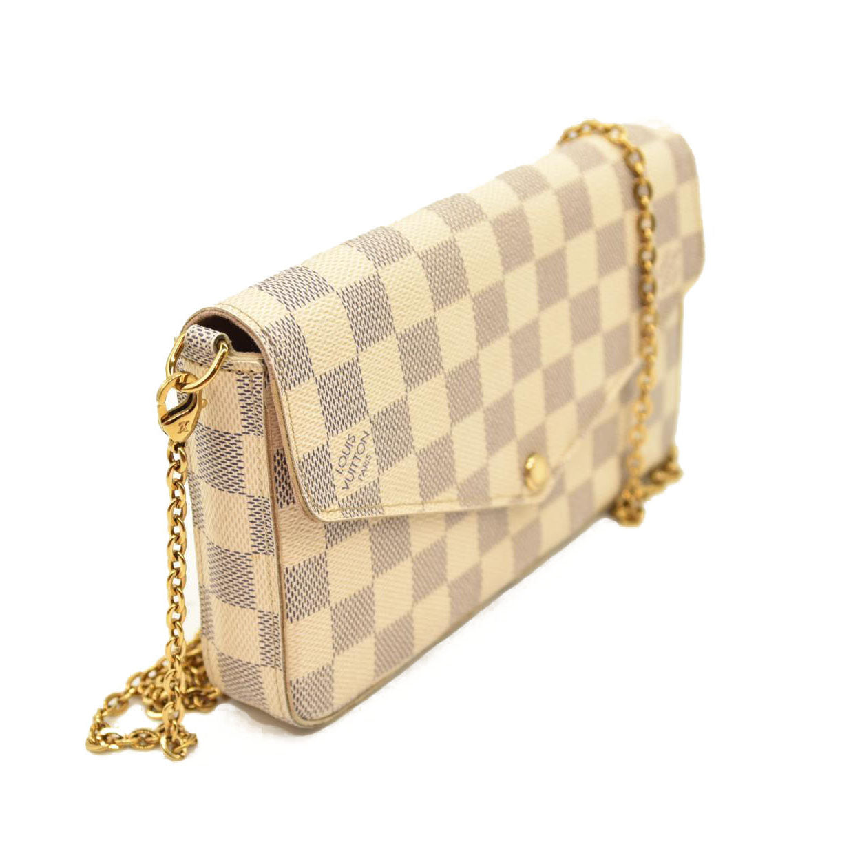 Louis Vuitton  Damier Azur Pochette Felicie Chain Wallet Rose Ballerine  MI1116