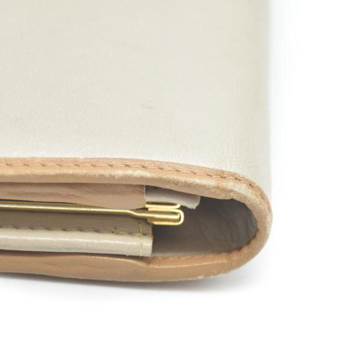 CELINE Macadam Leather Long Bifold Wallet Beige