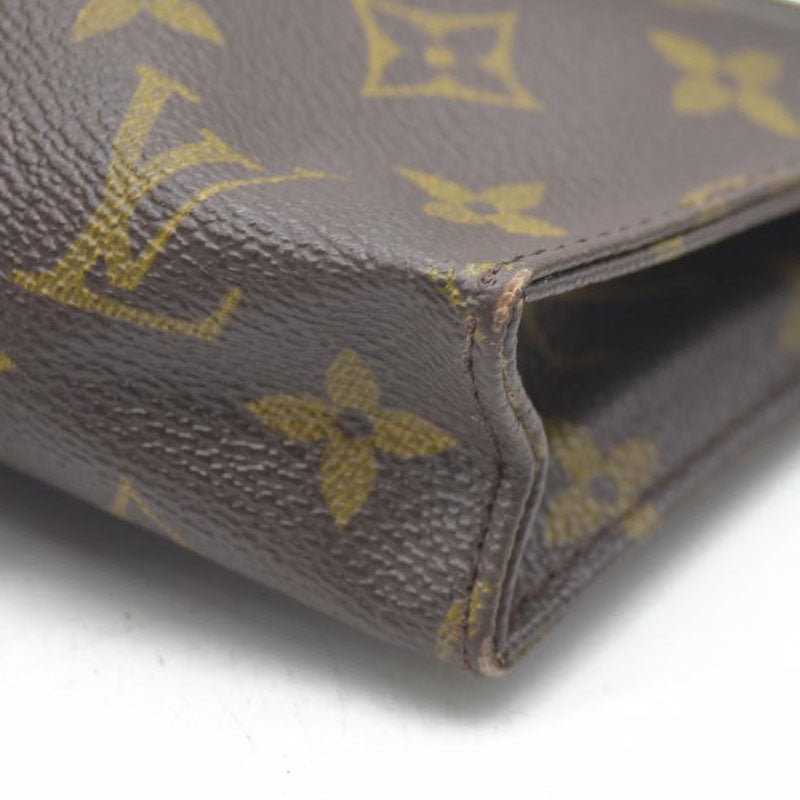 AUCTION $490 Louis Vuitton Monogram Poche Toilette 15 Cosmetics Pouch Purse Brown TH8904