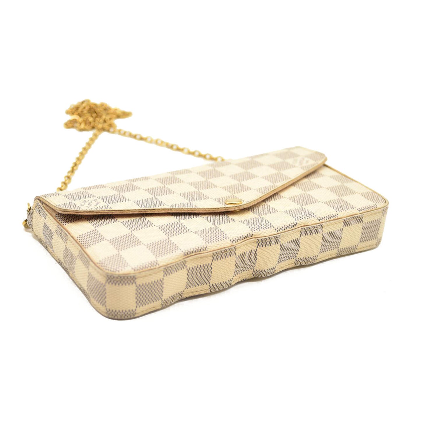 Louis Vuitton  Damier Azur Pochette Felicie Chain Wallet Rose Ballerine  MI1116