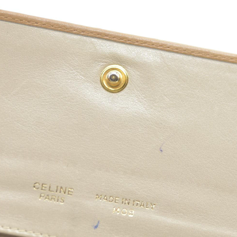 CELINE Macadam Leather Long Bifold Wallet Beige