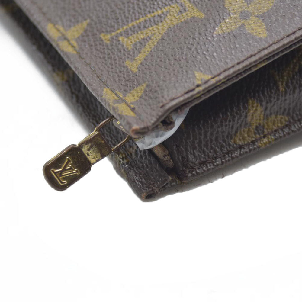 AUCTION $490 Louis Vuitton Monogram Poche Toilette 15 Cosmetics Pouch Purse Brown TH8904