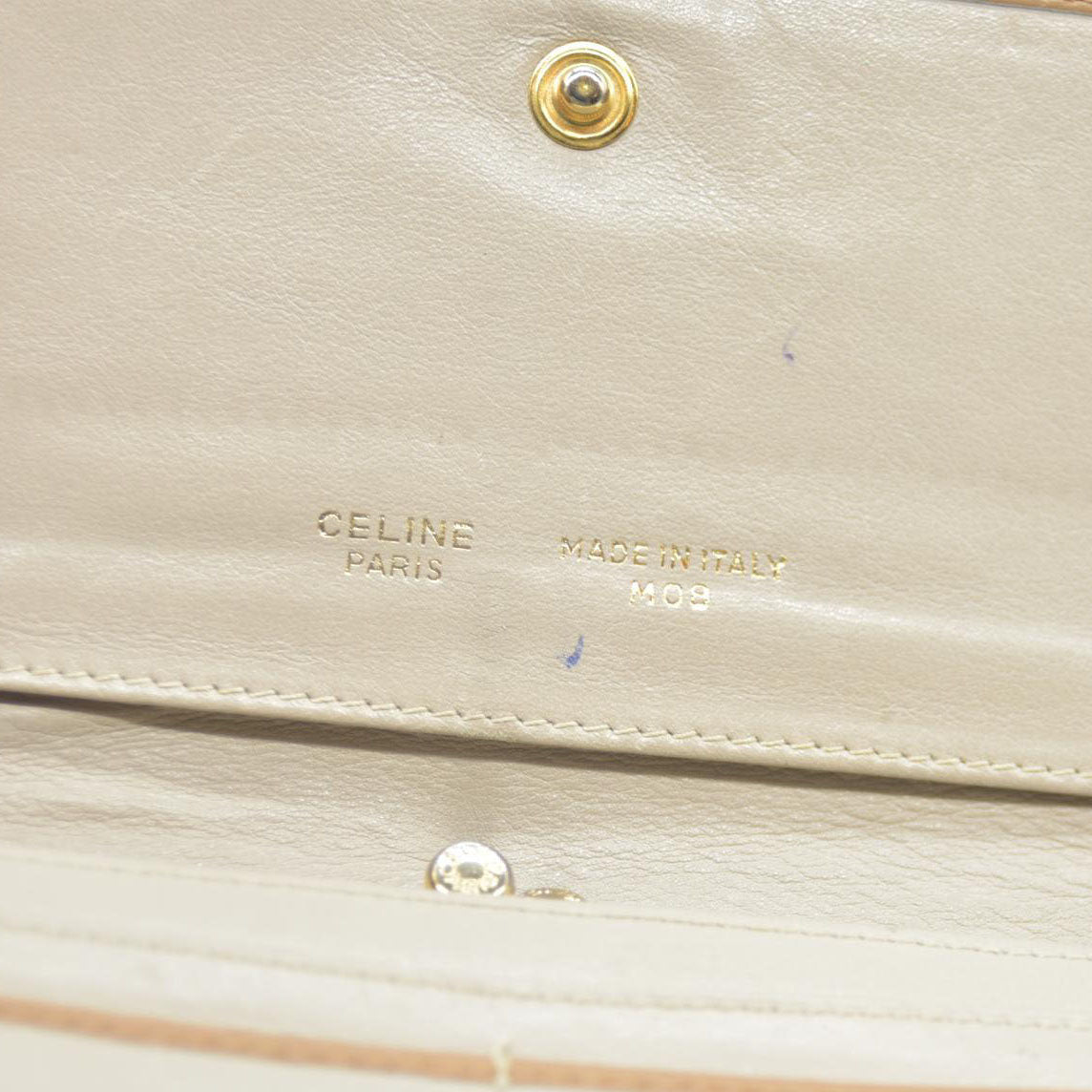 CELINE Macadam Leather Long Bifold Wallet Beige