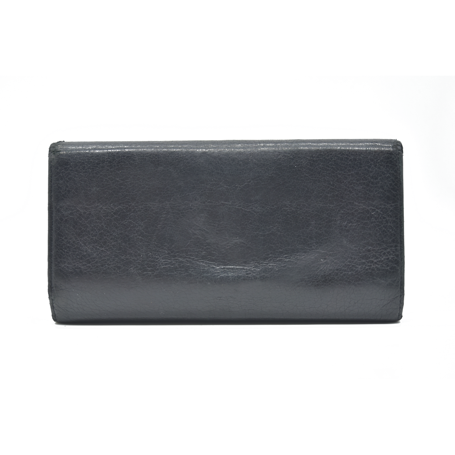 $900 Bvlgari Double Logo Snap Long Wallet Black Leather