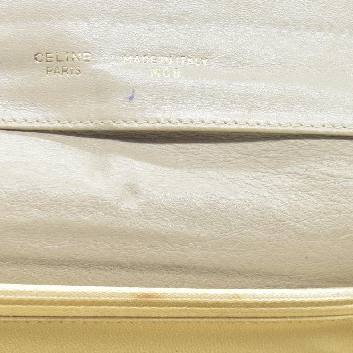 CELINE Macadam Leather Long Bifold Wallet Beige
