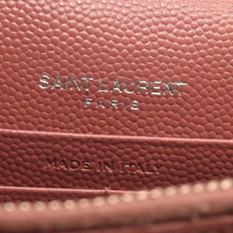 SAINT LAURENT Grain De Poudre Matelasse Chevron Monogram Chain Wallet Mystic Rose