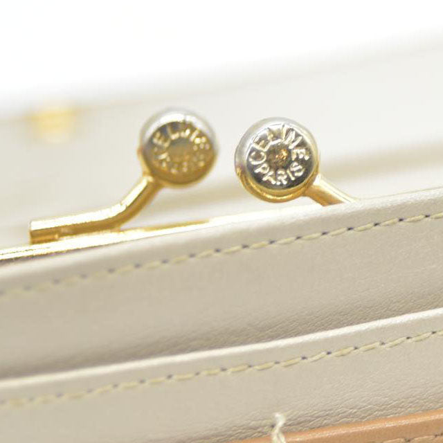 CELINE Macadam Leather Long Bifold Wallet Beige