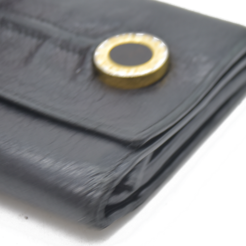 $900 Bvlgari Double Logo Snap Long Wallet Black Leather
