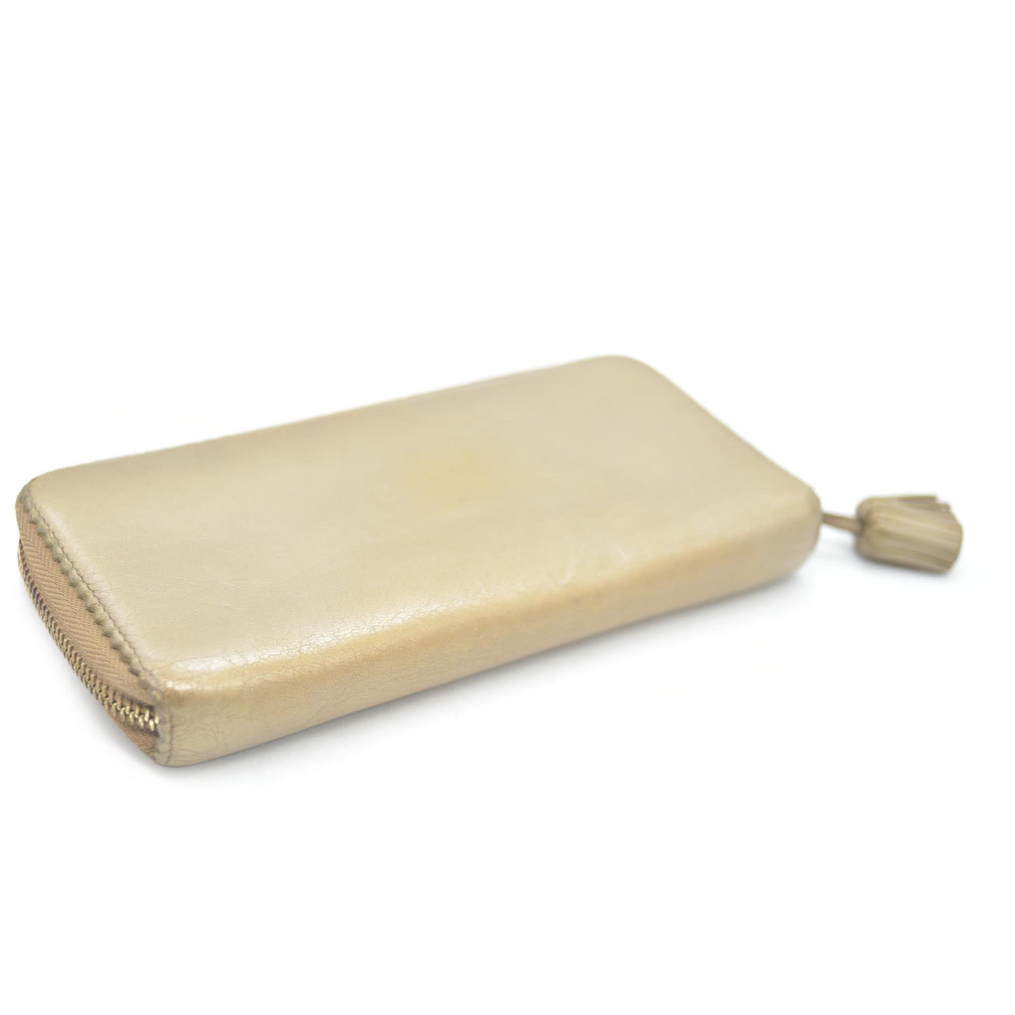 LOEWE Anagram Tassel Leather Zip Around Long Wallet Beige