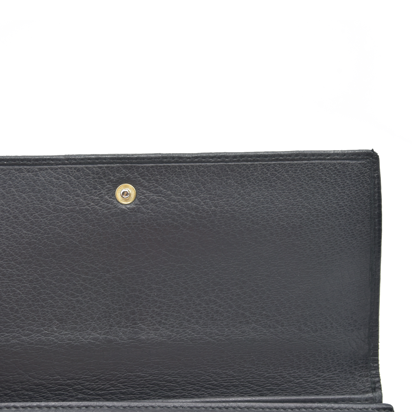 $900 Bvlgari Double Logo Snap Long Wallet Black Leather