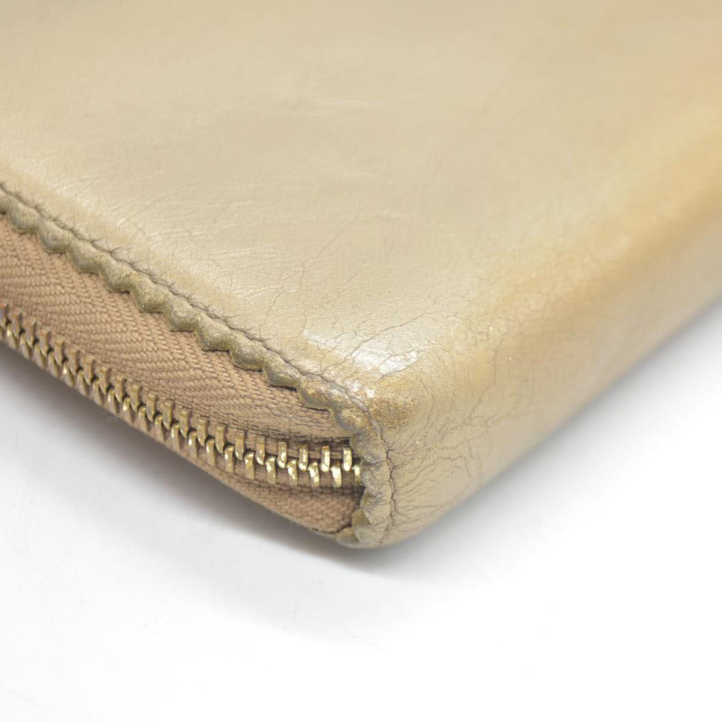 LOEWE Anagram Tassel Leather Zip Around Long Wallet Beige