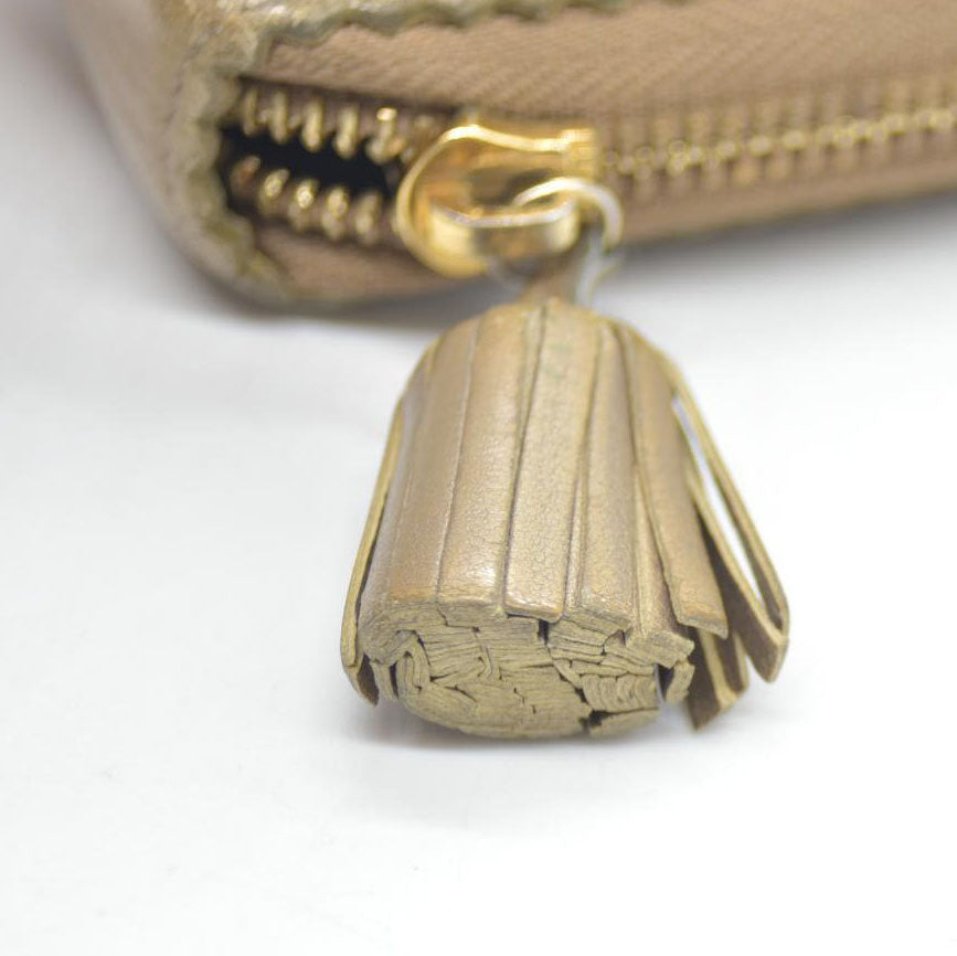 LOEWE Anagram Tassel Leather Zip Around Long Wallet Beige