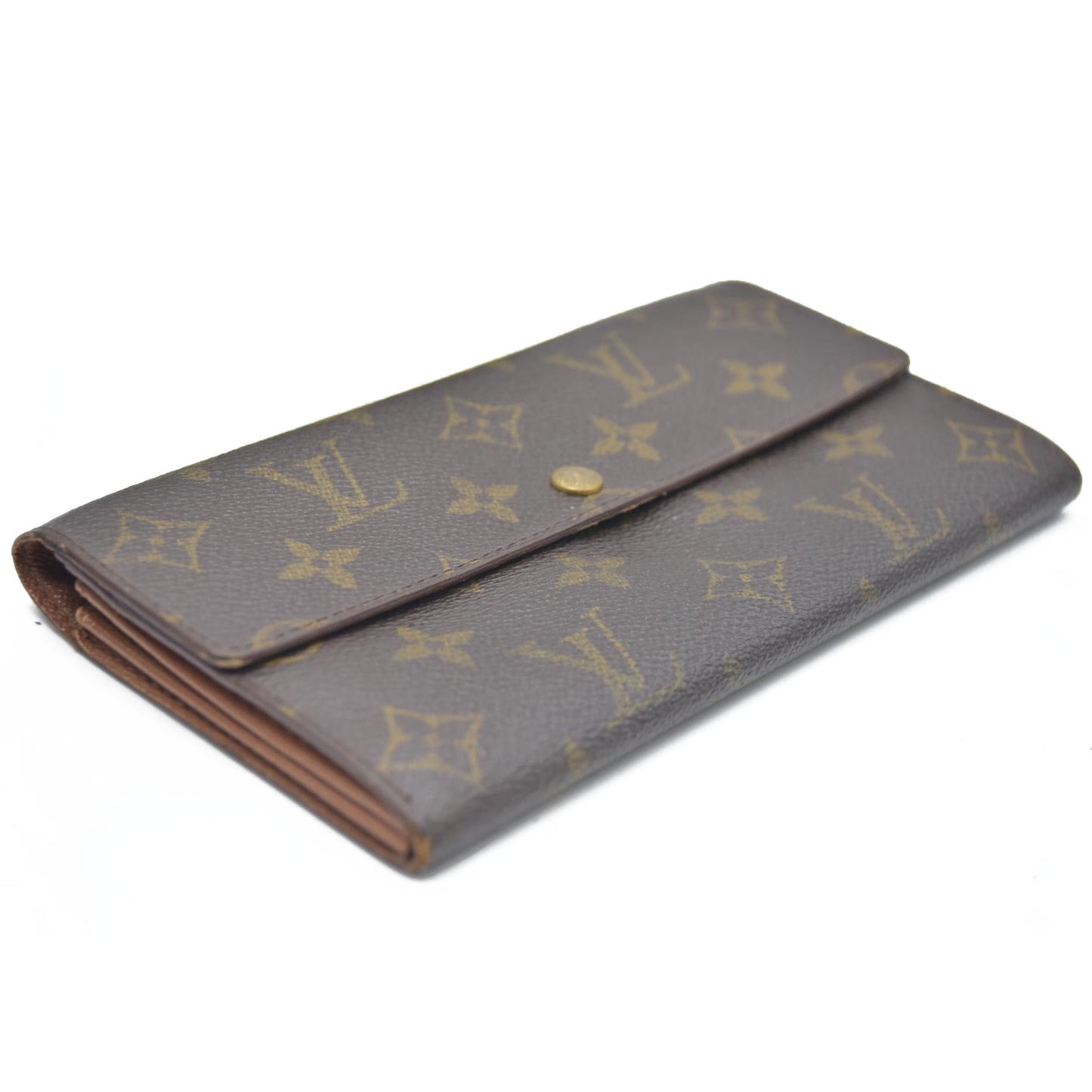 AUCTION $725 Louis Vuitton Monogram Portefeiulle Sarah Long Bifold Wallet Brown