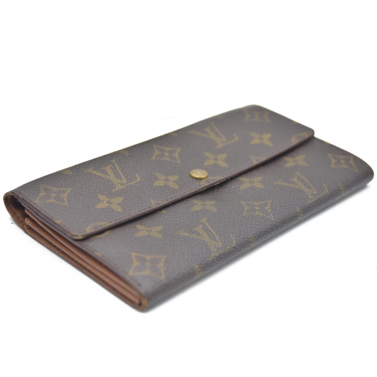 AUCTION $725 Louis Vuitton Monogram Portefeiulle Sarah Long Bifold Wallet Brown