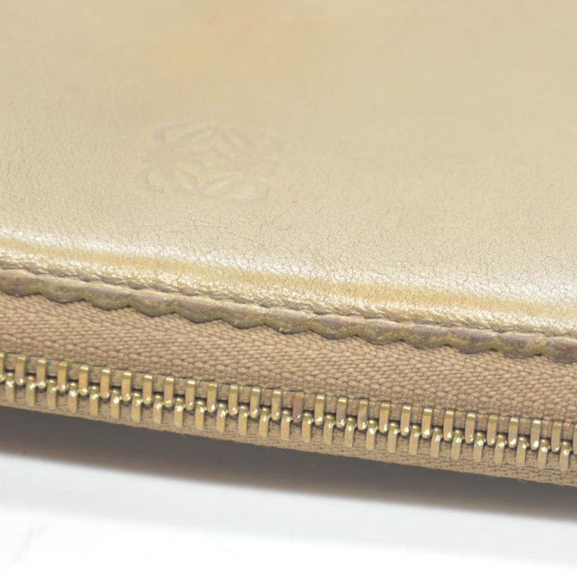 LOEWE Anagram Tassel Leather Zip Around Long Wallet Beige