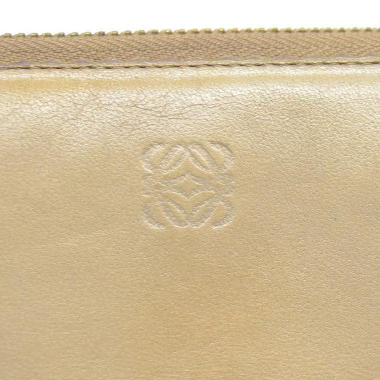 LOEWE Anagram Tassel Leather Zip Around Long Wallet Beige