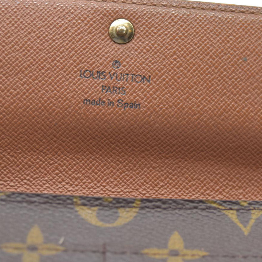 AUCTION $725 Louis Vuitton Monogram Portefeiulle Sarah Long Bifold Wallet Brown