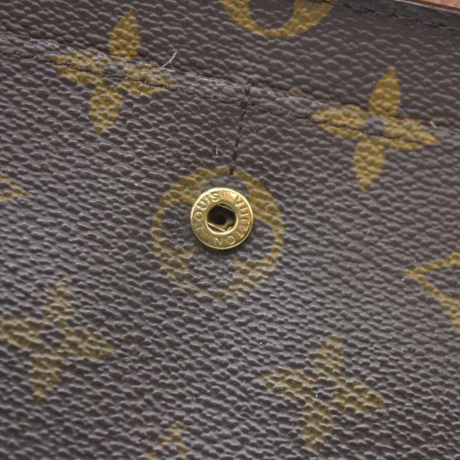 AUCTION $725 Louis Vuitton Monogram Portefeiulle Sarah Long Bifold Wallet Brown