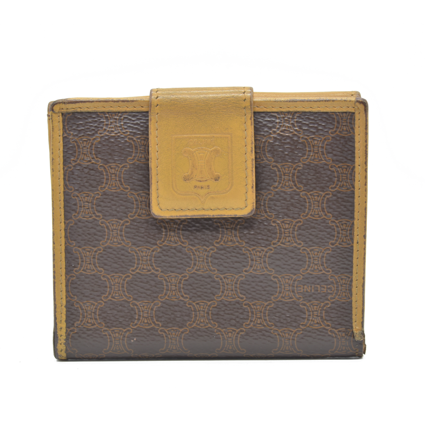 $590 Celine Triomphe Wallet Printed Compact Wallet