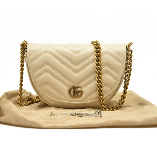 GUCCI GG Marmont Matelasse Chain Mini Bag cream