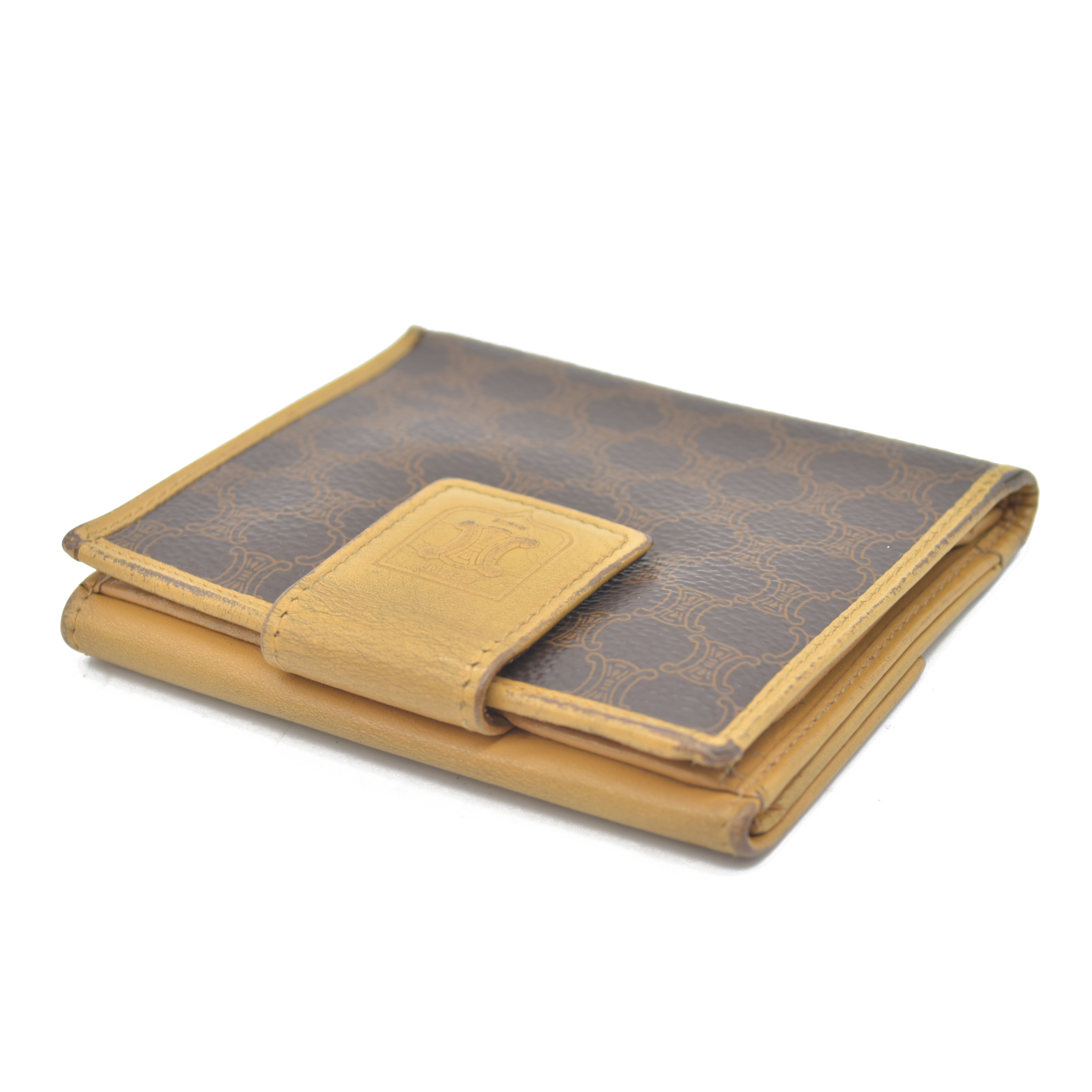 $590 Celine Triomphe Wallet Printed Compact Wallet