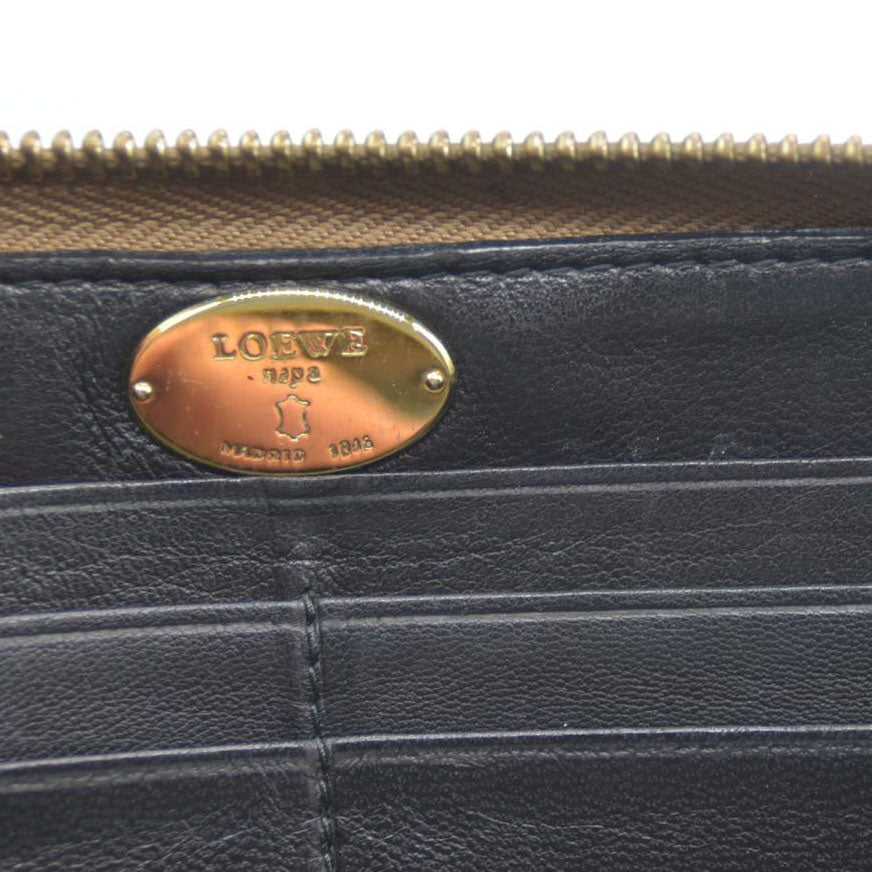 LOEWE Anagram Tassel Leather Zip Around Long Wallet Beige