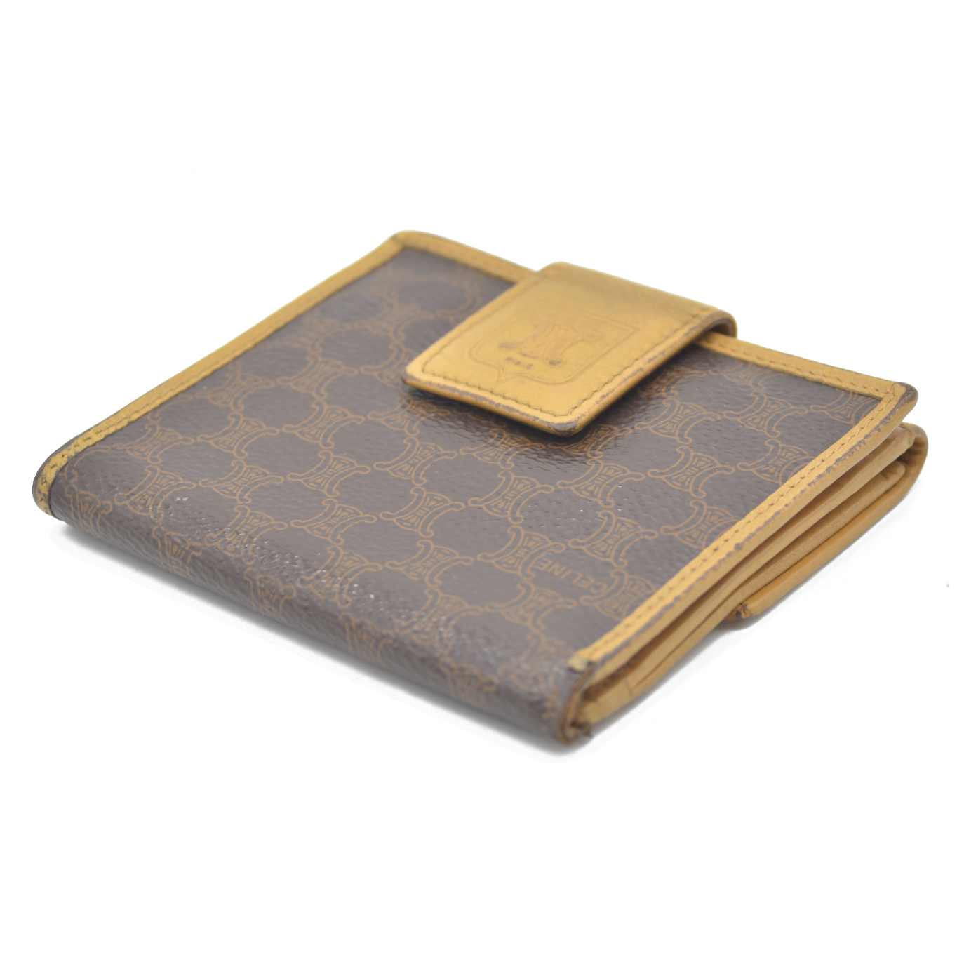$590 Celine Triomphe Wallet Printed Compact Wallet