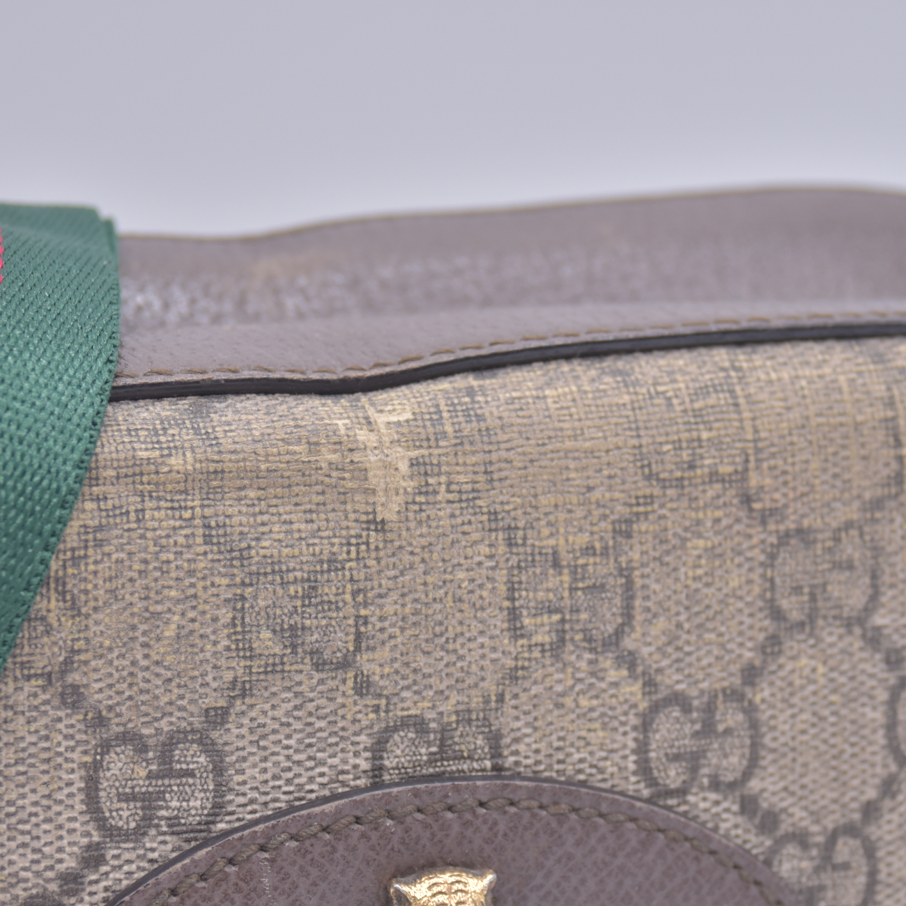 $1490 Gucci GG Supreme Monogram Web Neo Vintage Shoulder Bag Beige New Acero Crop