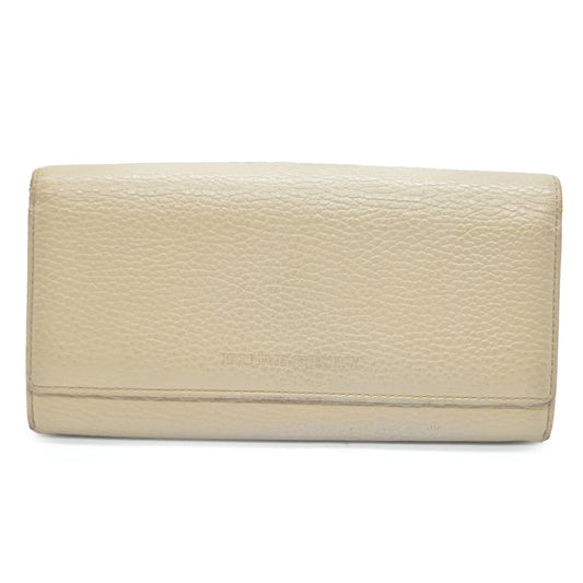 BURBERRY Leather Long Bifold Wallet Purse Beige