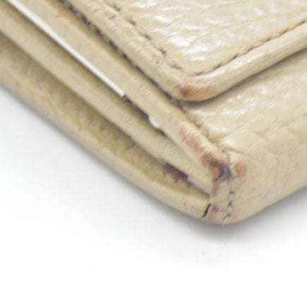 BURBERRY Leather Long Bifold Wallet Purse Beige